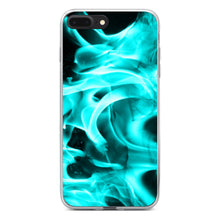 DistinctInk® Clear Shockproof Hybrid Case for Apple iPhone / Samsung Galaxy / Google Pixel - Teal Black Flame Fire