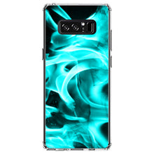 DistinctInk® Clear Shockproof Hybrid Case for Apple iPhone / Samsung Galaxy / Google Pixel - Teal Black Flame Fire