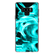 DistinctInk® Clear Shockproof Hybrid Case for Apple iPhone / Samsung Galaxy / Google Pixel - Teal Black Flame Fire