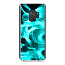 DistinctInk® Clear Shockproof Hybrid Case for Apple iPhone / Samsung Galaxy / Google Pixel - Teal Black Flame Fire