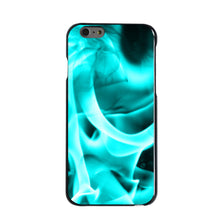 DistinctInk® Hard Plastic Snap-On Case for Apple iPhone or Samsung Galaxy - Teal Black Flame Fire