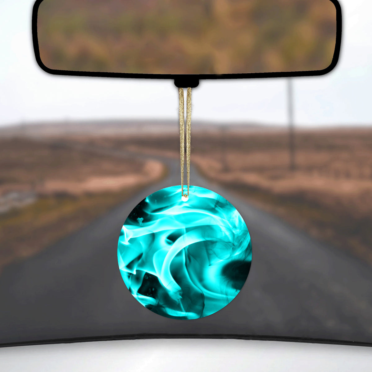 Teal Black Flame Fire Ceramic Ornament, view 3