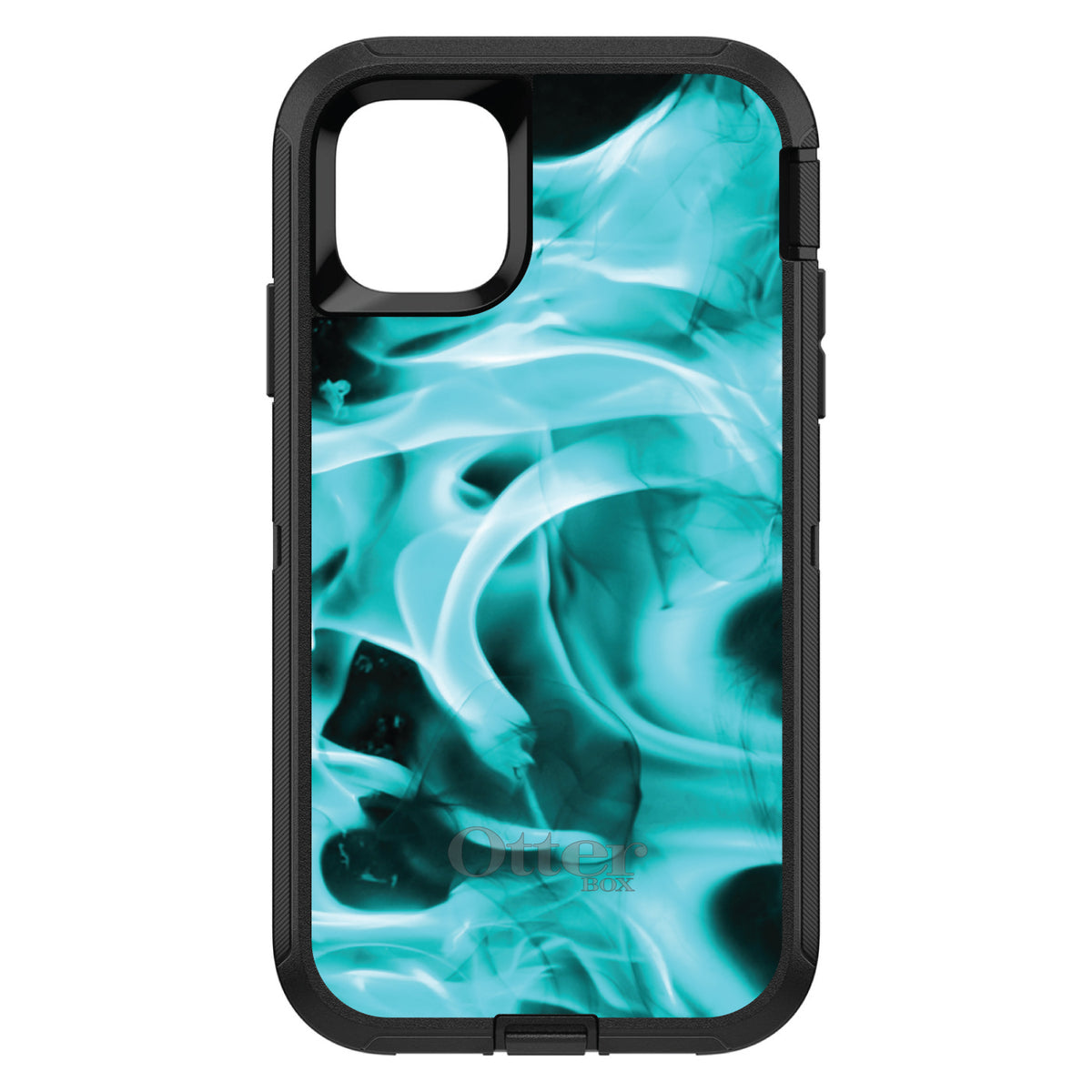 Teal Black Flame Fire OtterBox Defender Case for iPhone & Galaxy, view 2