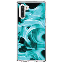 DistinctInk® Clear Shockproof Hybrid Case for Apple iPhone / Samsung Galaxy / Google Pixel - Teal Black Flame Fire