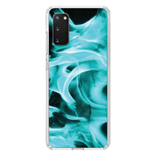 DistinctInk® Clear Shockproof Hybrid Case for Apple iPhone / Samsung Galaxy / Google Pixel - Teal Black Flame Fire