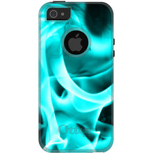 DistinctInk™ OtterBox Commuter Series Case for Apple iPhone or Samsung Galaxy - Teal Black Flame Fire