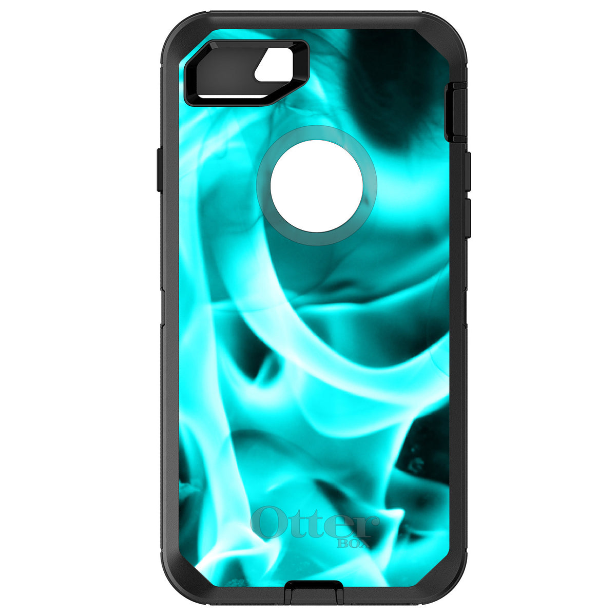 Teal Black Flame Fire OtterBox Defender Case for iPhone & Galaxy