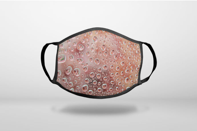 Red Water Droplets Glass - 3-Ply Reusable Soft Face Mask Covering, Unisex, Cotton Inner Layer