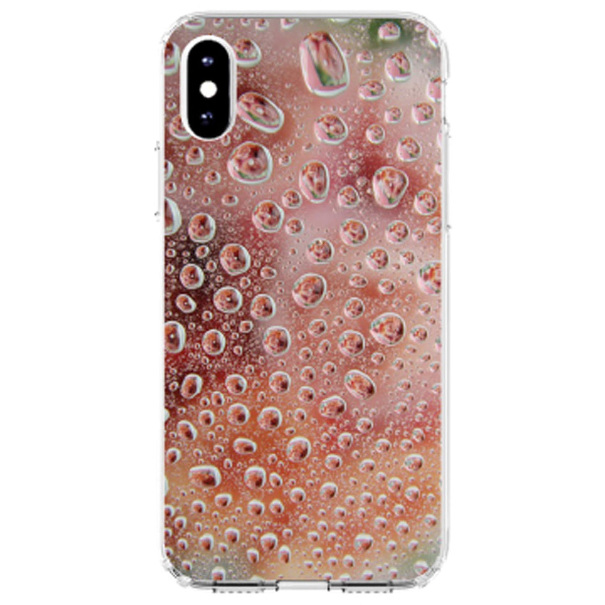 Red Water Droplets Glass Clear Shockproof iPhone Case, view 3