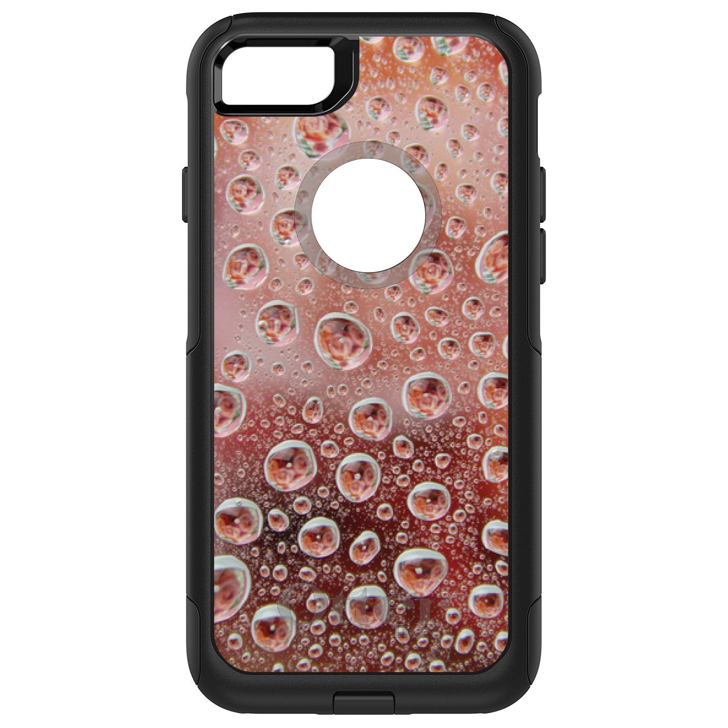 DistinctInk™ OtterBox Commuter Series Case for Apple iPhone or Samsung Galaxy - Red Water Droplets Glass