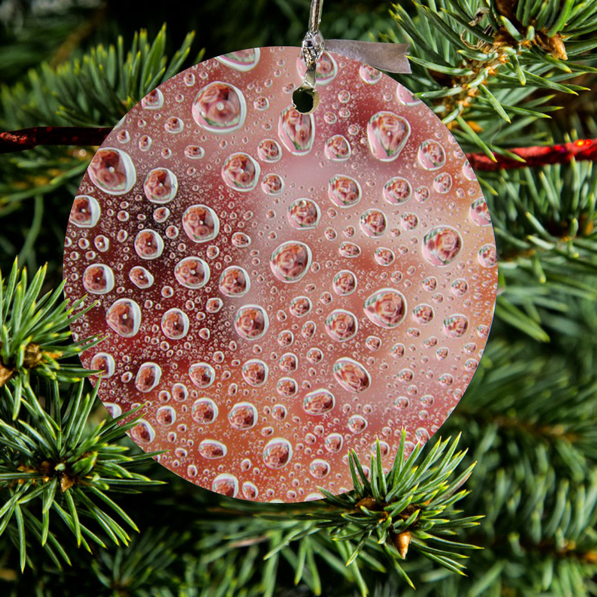 Red Water Droplets Glass Ceramic Ornament, view 2