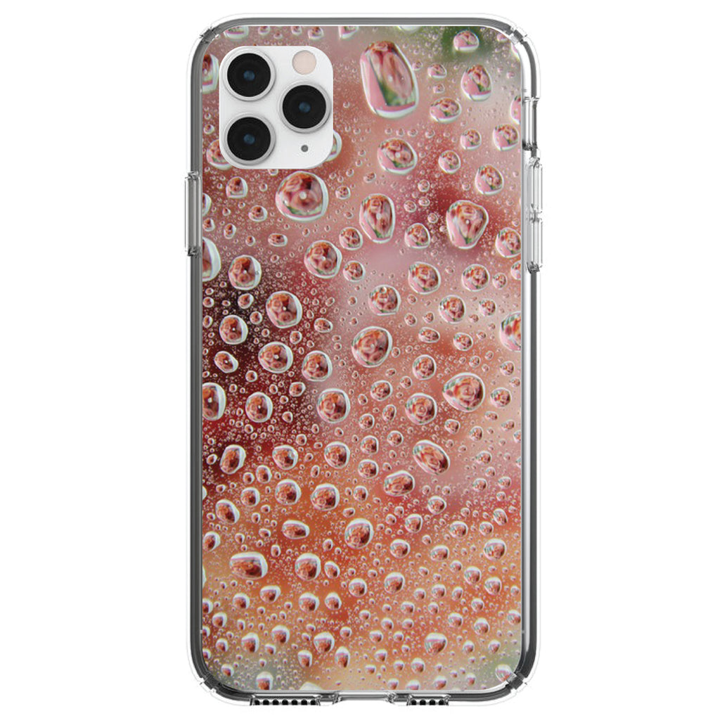 Red Water Droplets Glass Clear Shockproof iPhone Case