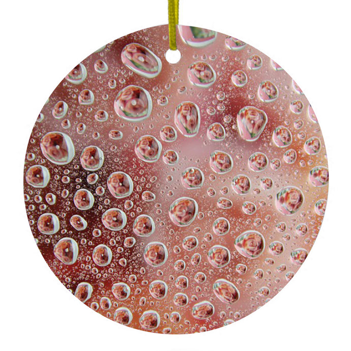 Red Water Droplets Glass Ceramic Ornament