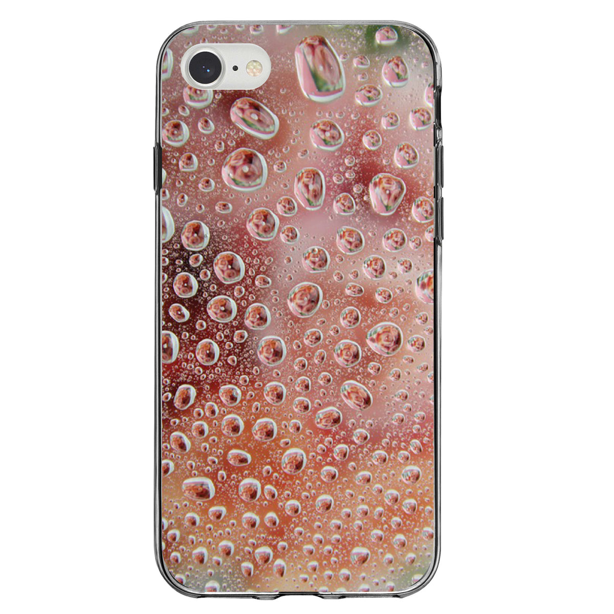 Red Water Droplets Glass Clear Shockproof iPhone Case, view 5