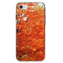 DistinctInk® Clear Shockproof Hybrid Case for Apple iPhone / Samsung Galaxy / Google Pixel - Orange Autumn Leaves