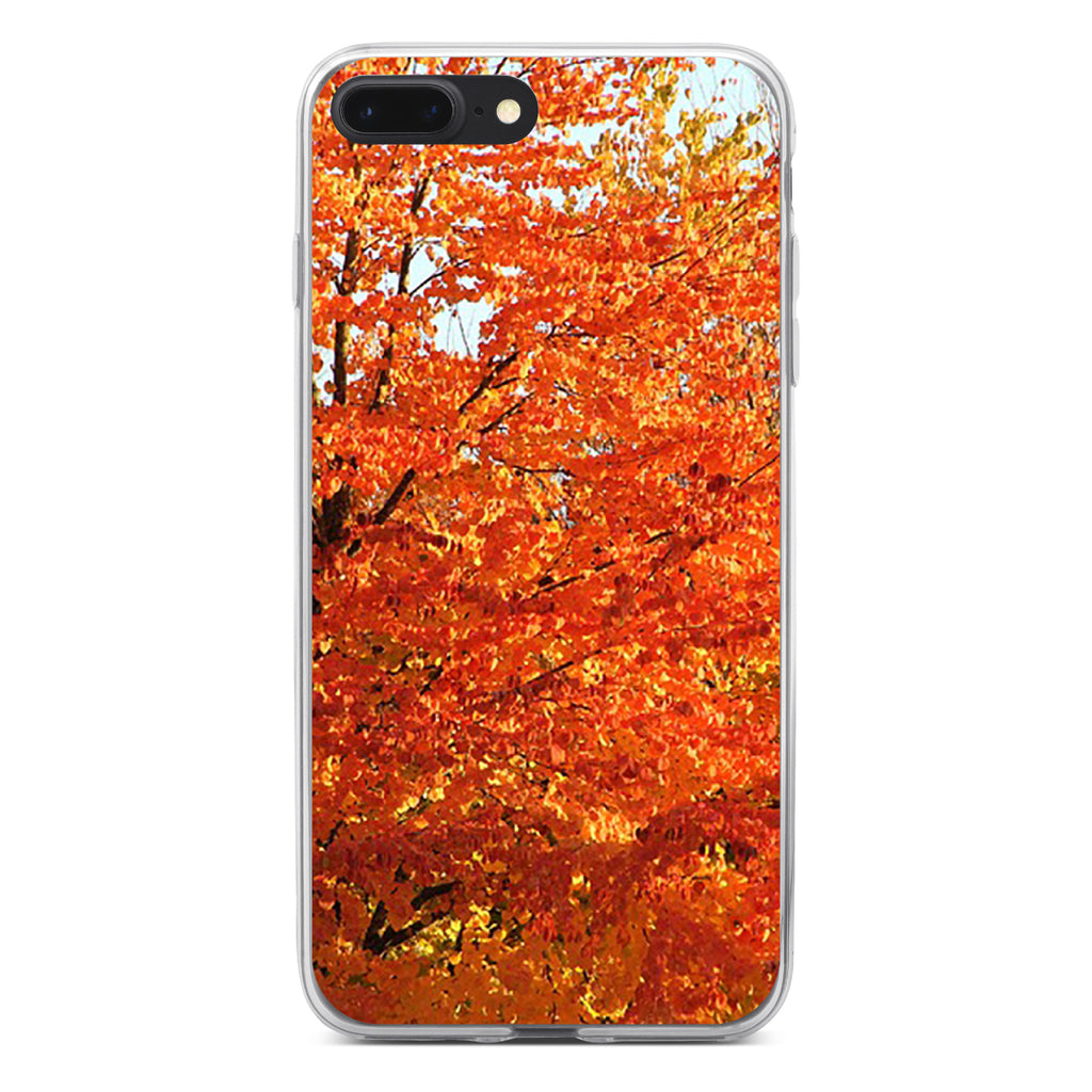 Orange Autumn Leaves Clear Shockproof iPhone Case, view 6
