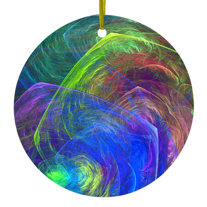 Abstract Color Light Swirl Ceramic Ornament