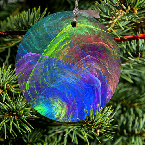 Abstract Color Light Swirl Ceramic Ornament, view 2