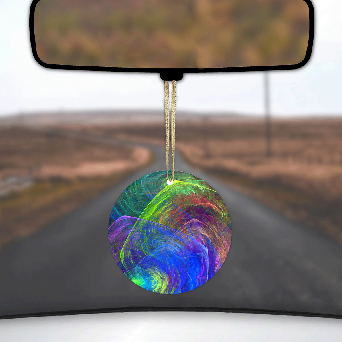 Abstract Color Light Swirl Ceramic Ornament, view 3