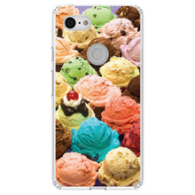 DistinctInk® Clear Shockproof Hybrid Case for Apple iPhone / Samsung Galaxy / Google Pixel - Ice Cream Scoops Cones
