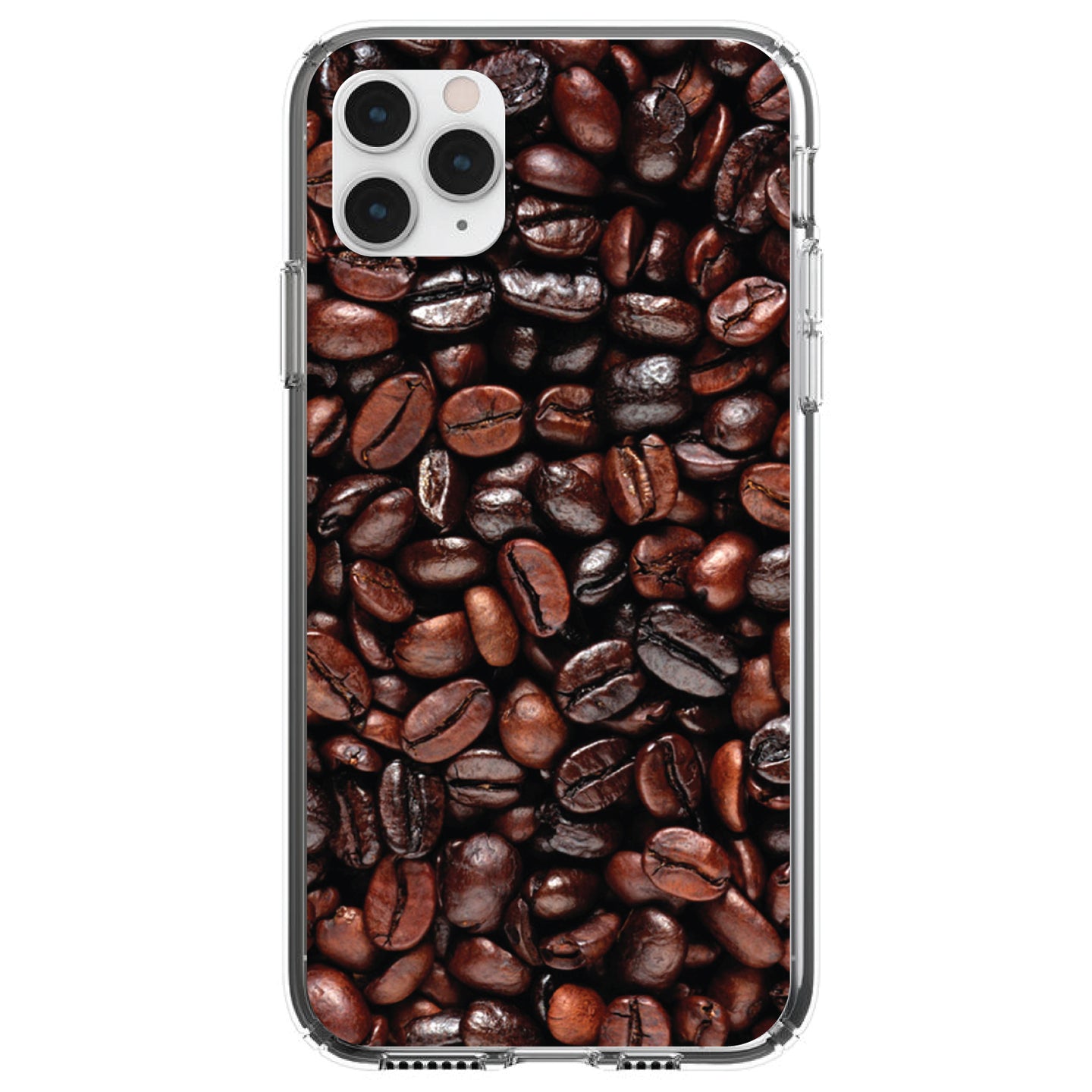 DistinctInk® Clear Shockproof Hybrid Case for Apple iPhone / Samsung Galaxy / Google Pixel - Dark Brown Coffee Beans