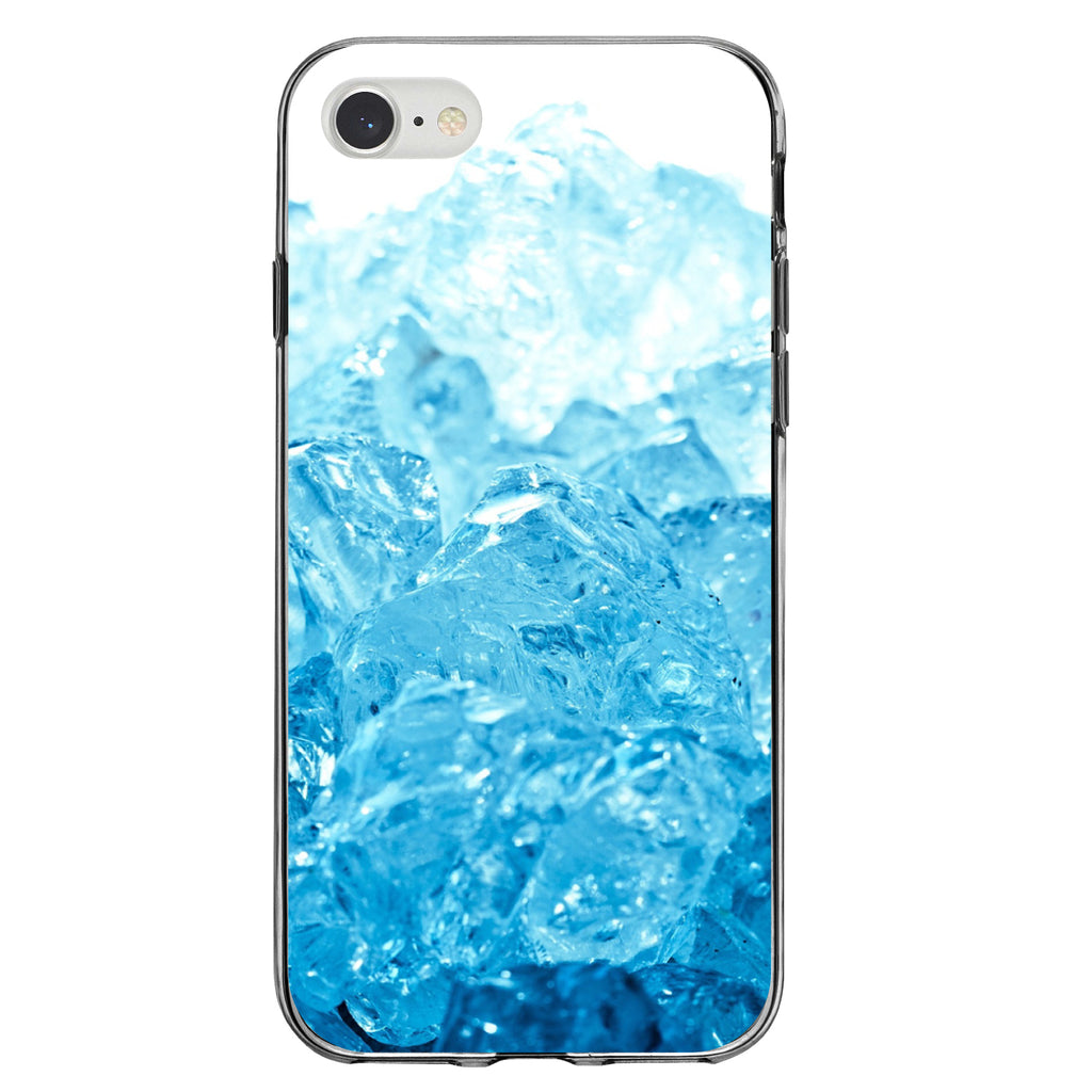 Clear Blue Ice Image Print Clear Shockproof iPhone Case, view 5