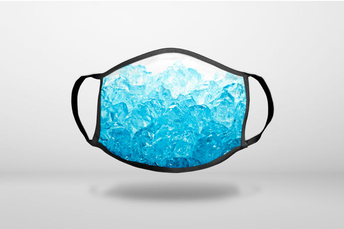 Clear Blue Ice Image Print - 3-Ply Reusable Soft Face Mask Covering, Unisex, Cotton Inner Layer