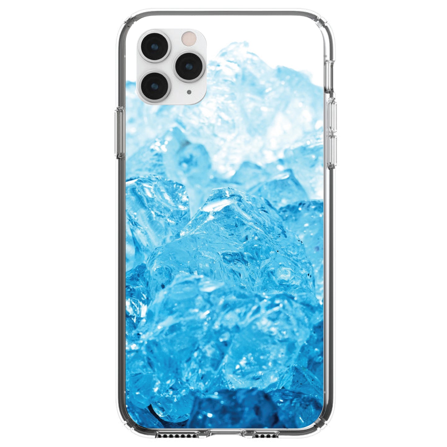 DistinctInk® Clear Shockproof Hybrid Case for Apple iPhone / Samsung Galaxy / Google Pixel - Clear Blue Ice Image Print