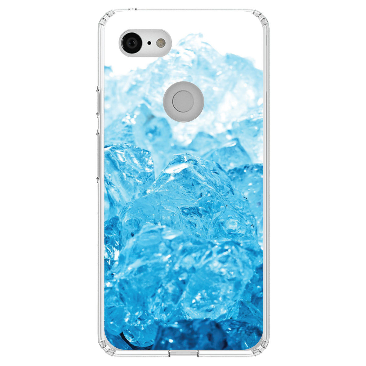 Clear Blue Ice Image Print Clear Shockproof iPhone Case, view 22