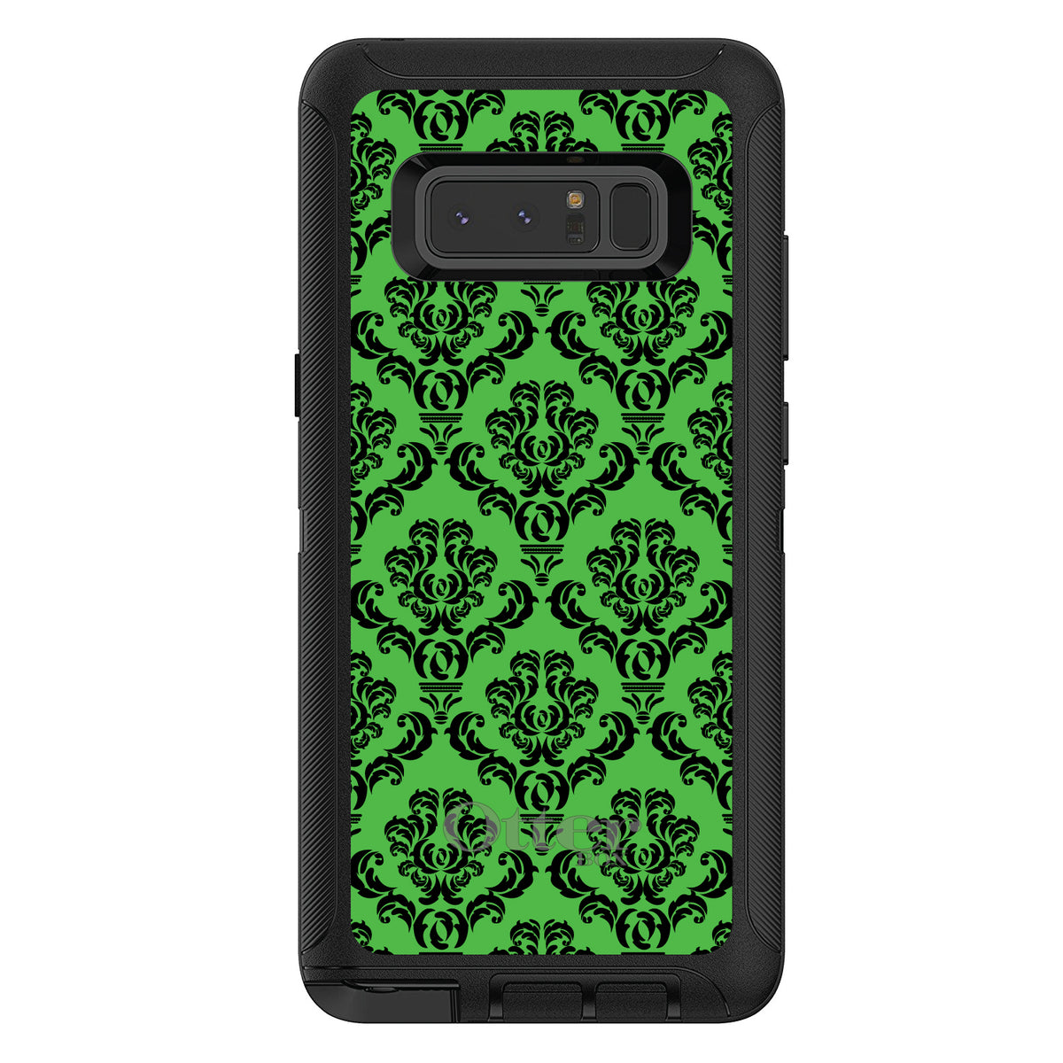 Green Black Damask Pattern OtterBox Defender Case for iPhone & Galaxy, view 14