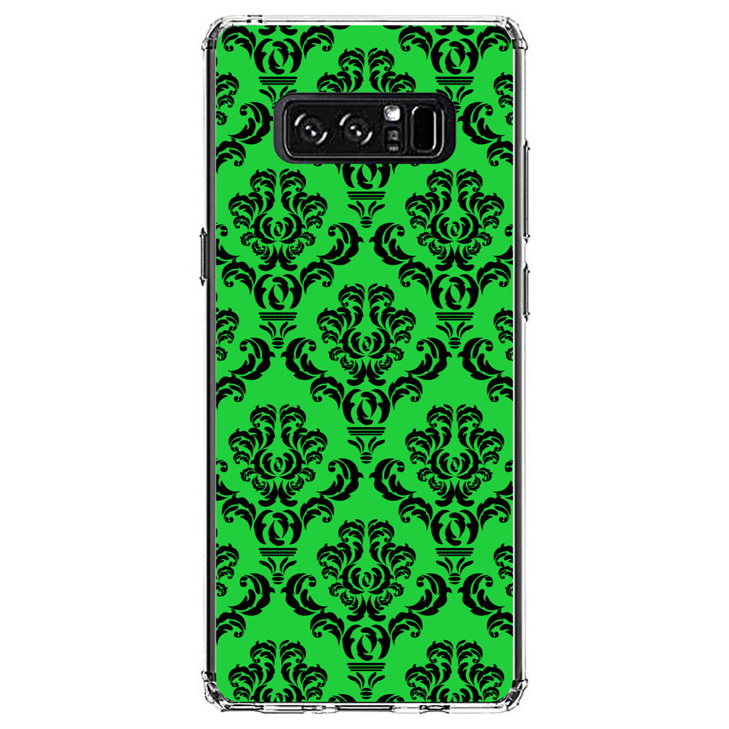 Green Black Damask Pattern Clear Shockproof iPhone Case, view 12