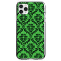 Green Black Damask Pattern Clear Shockproof iPhone Case