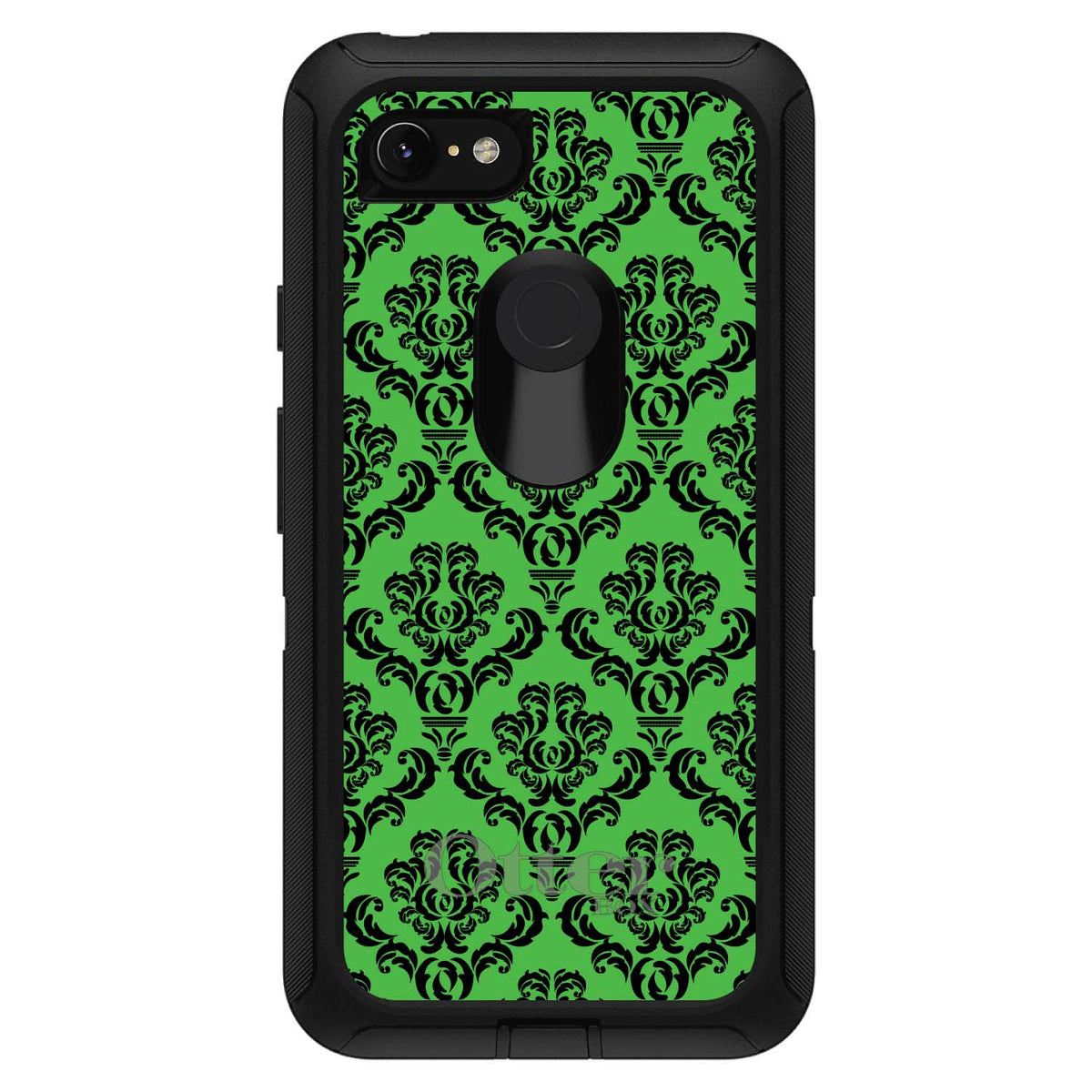 Green Black Damask Pattern OtterBox Defender Case for iPhone & Galaxy, view 15