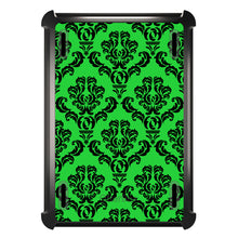 DistinctInk™ OtterBox Defender Series Case for Apple iPad / iPad Pro / iPad Air / iPad Mini - Green Black Damask Pattern