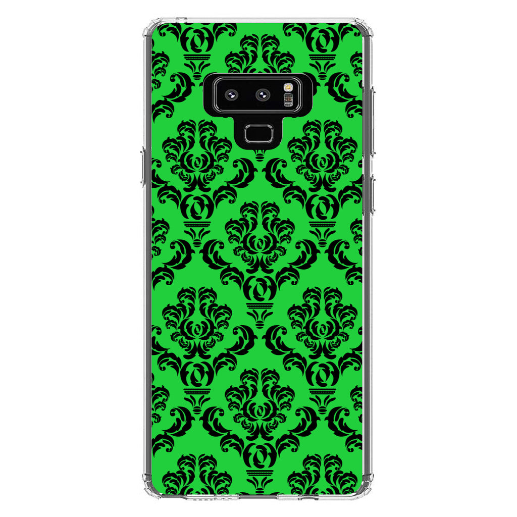 Green Black Damask Pattern Clear Shockproof iPhone Case, view 11