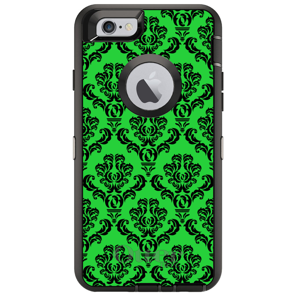 Green Black Damask Pattern OtterBox Defender Case for iPhone & Galaxy, view 4
