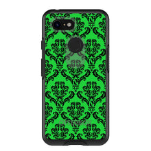 DistinctInk™ OtterBox Symmetry Series Case for Apple iPhone / Samsung Galaxy / Google Pixel - Green Black Damask Pattern