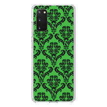 DistinctInk® Clear Shockproof Hybrid Case for Apple iPhone / Samsung Galaxy / Google Pixel - Green Black Damask Pattern