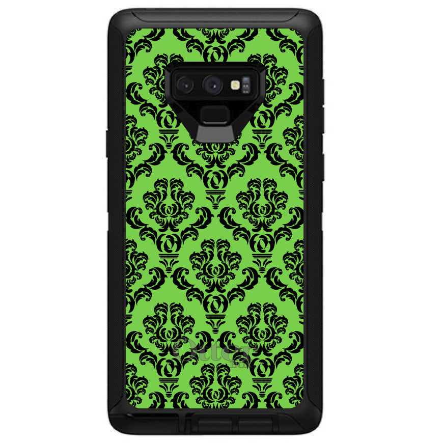 Green Black Damask Pattern OtterBox Defender Case for iPhone & Galaxy, view 13