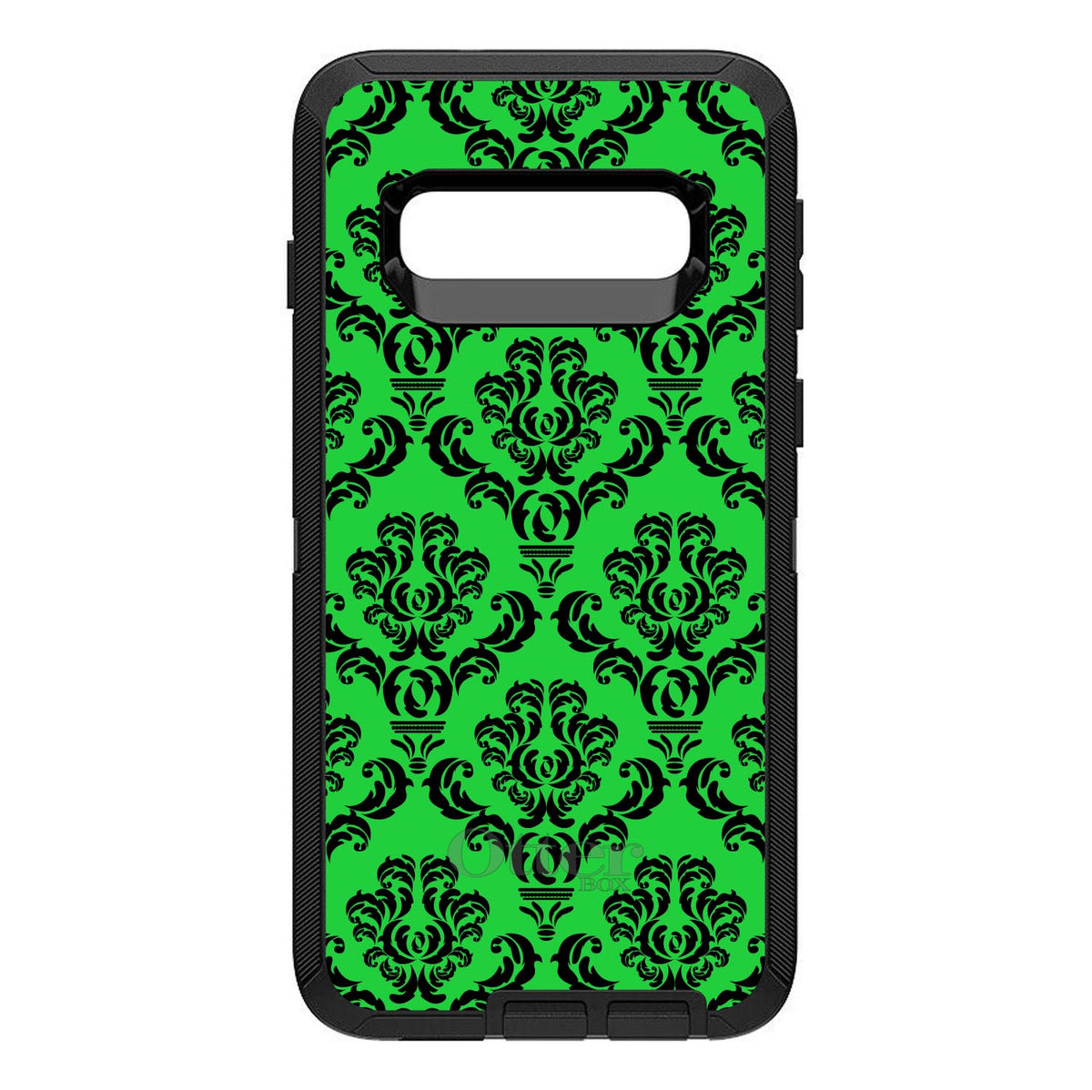 Green Black Damask Pattern OtterBox Defender Case for iPhone & Galaxy, view 6