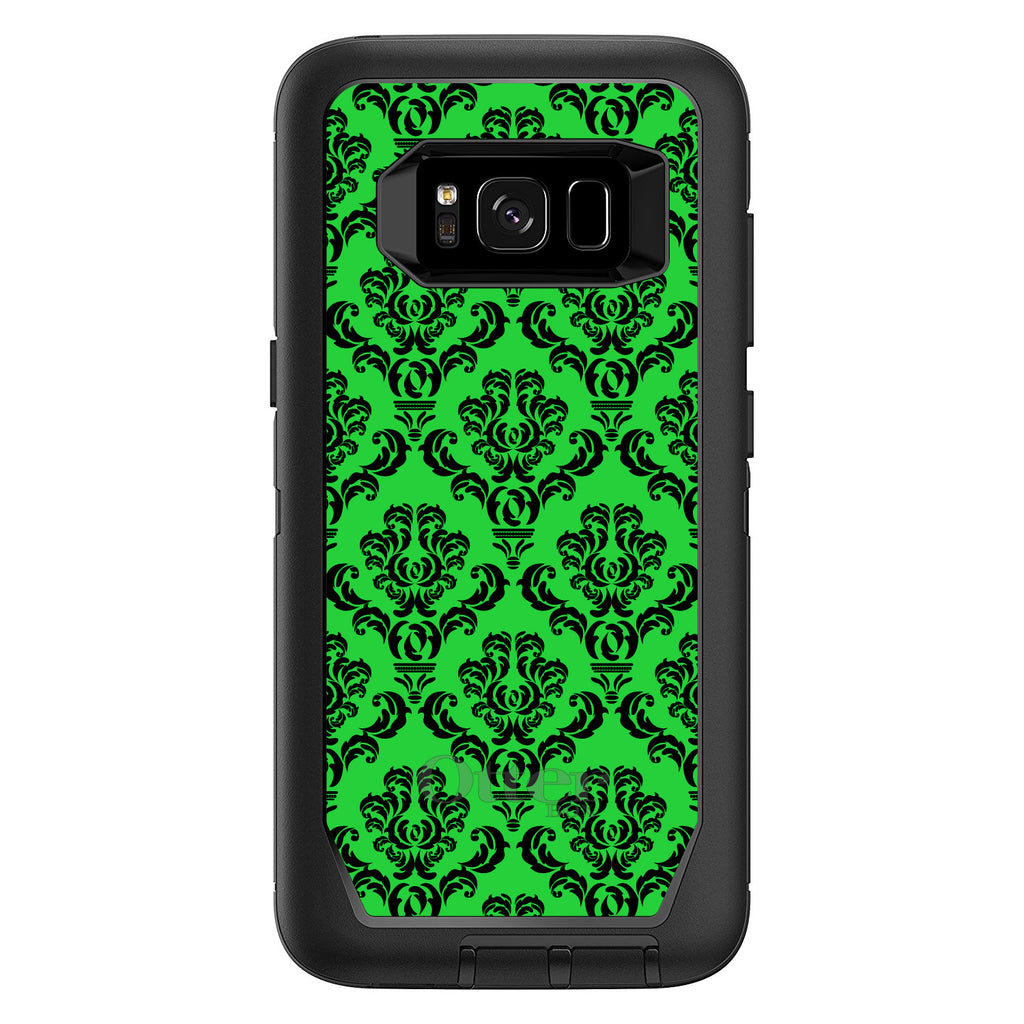 Green Black Damask Pattern OtterBox Defender Case for iPhone & Galaxy, view 9