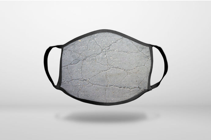 Grey Cracked Concrete - 3-Ply Reusable Soft Face Mask Covering, Unisex, Cotton Inner Layer