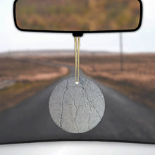 DistinctInk® Hanging Ceramic Christmas Tree Ornament with Gold String - Great Gift / Present - 2 3/4 inch Diameter - Grey Cracked Concrete