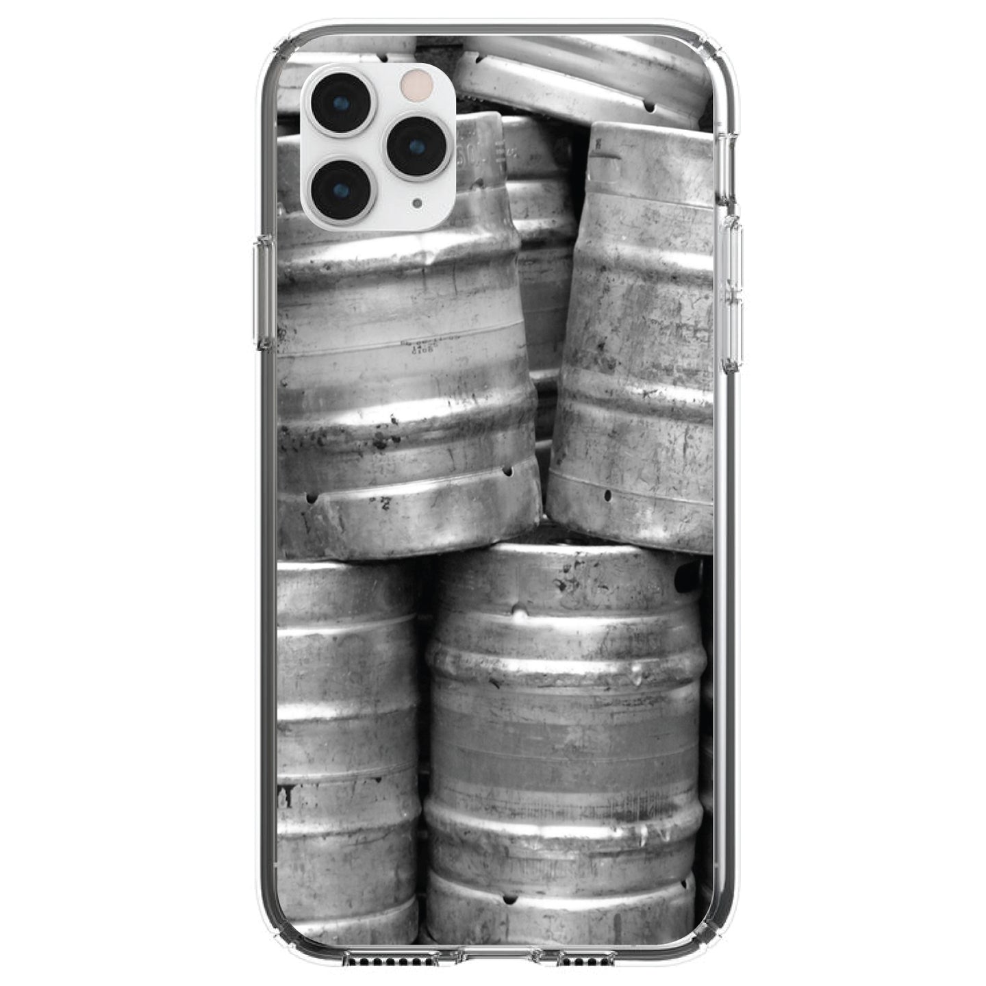 DistinctInk® Clear Shockproof Hybrid Case for Apple iPhone / Samsung Galaxy / Google Pixel - Beer Kegs