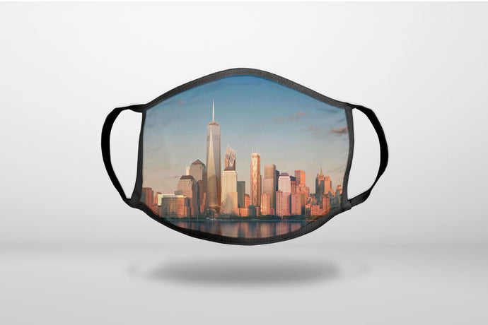 New York Skyline New - 3-Ply Reusable Soft Face Mask Covering, Unisex, Cotton Inner Layer