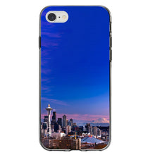 DistinctInk® Clear Shockproof Hybrid Case for Apple iPhone / Samsung Galaxy / Google Pixel - Seattle Skyline Night