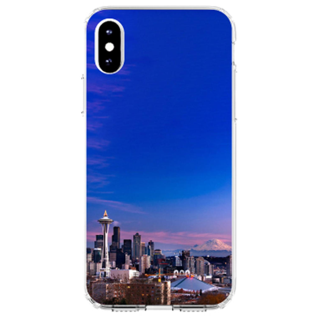 Seattle Skyline Night Clear Shockproof iPhone Case, view 4