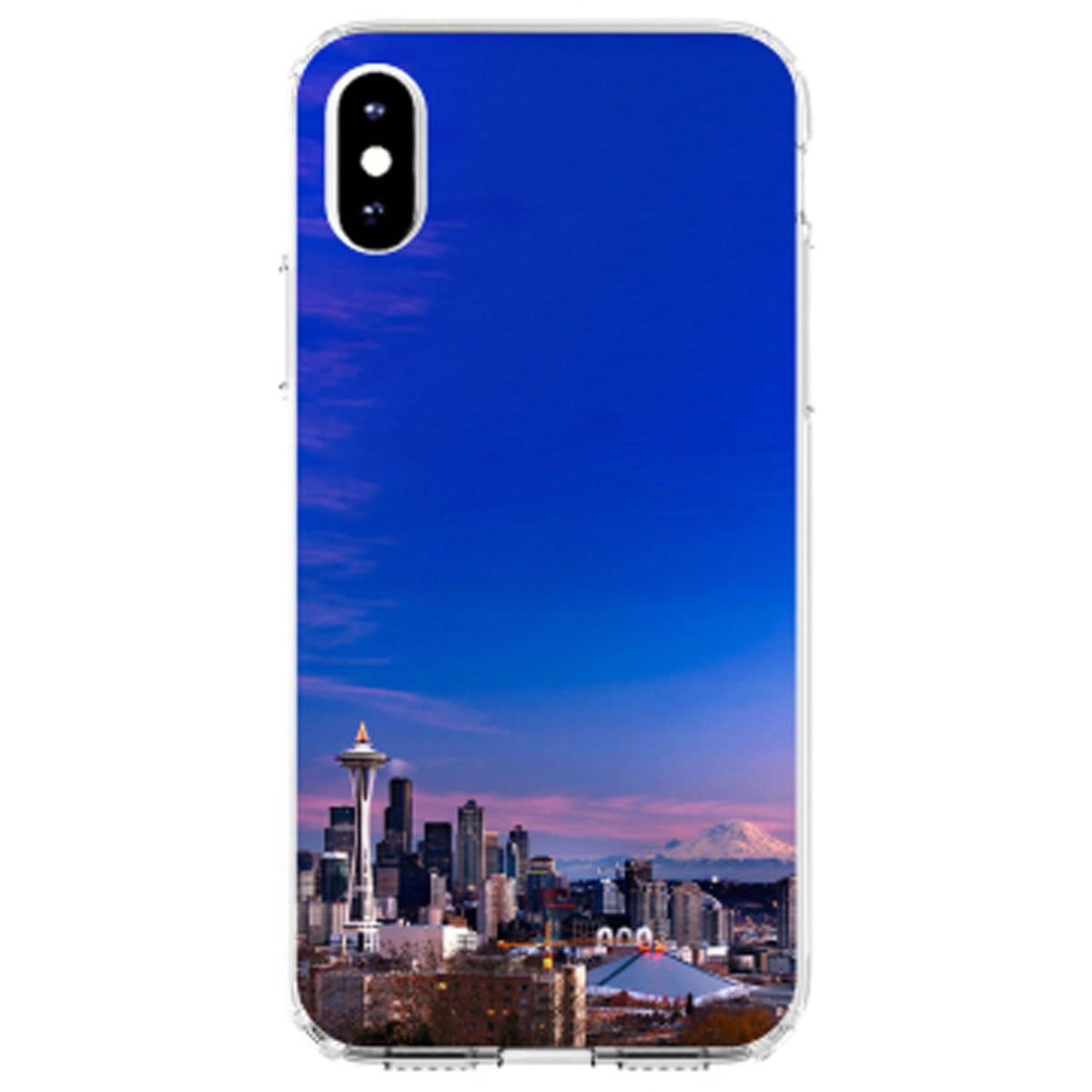 Seattle Skyline Night Clear Shockproof iPhone Case, view 4