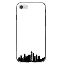DistinctInk® Clear Shockproof Hybrid Case for Apple iPhone / Samsung Galaxy / Google Pixel - Seattle Skyline Silhouette