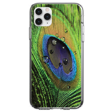 DistinctInk® Clear Shockproof Hybrid Case for Apple iPhone / Samsung Galaxy / Google Pixel - Peacock Feather Close Up